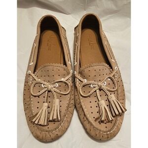 Coach Beige Nadia Moccasins - Leather Driving Shoes with Tassels - Size: 6B